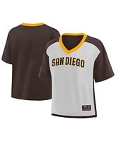 Fanatics Women's Brown/Graphite San Diego Padres Oversized Race To Win V-Neck T-Shirt