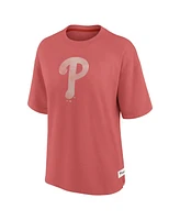 Fanatics Women's Red Philadelphia Phillies Oversized Elements Raw Edge Future Ground T-Shirt