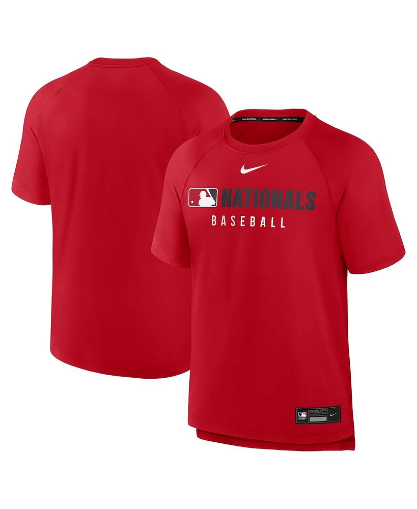 Nike Men's Red Washington Nationals Authentic Collection Pregame Raglan Performance T-Shirt
