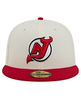 New Era Men's White Jersey Devils Chrome Two-Toned 59FIFTY Fitted Hat