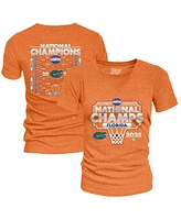 Blue 84 Women's Orange Florida Gators 2025 Ncaa Men's Basketball National Champions Bracket Tri-Blend V-Neck T-Shirt