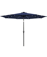 Gymax 9FT Solar Umbrella Led Patio Market Steel Tilt w/ Crank Outdoor Patio