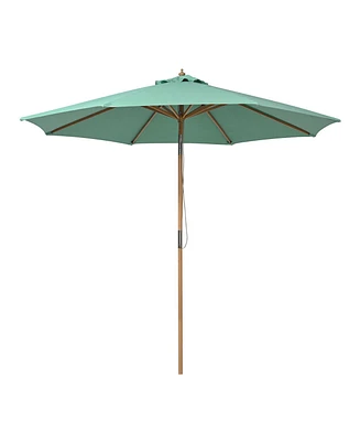 LAGarden 9Ft Patio Boho Market Patio Umbrella 260GSM Acrylic Fabric 5-Year-Non-Fading Resort Outdoor Market Peppermint Green