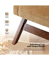 Elias Modern Accent Sloped Armrests Chair with Solid Wood Legs and A Lumbar Pillow