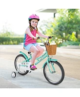 18 Inch Kids Bike Retro Bicycle with Adjustable Height and Basket for Ages 4-8 Years Old