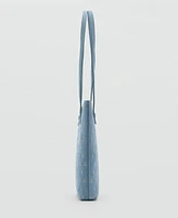 Mango Women's Die-Cut Leather Shopper Bag