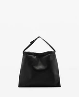 Mango Women's Gathered Detail Leather Shopper Bag