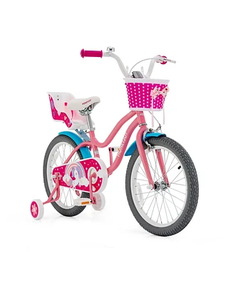 Kids Bicycle with Training Wheels and Basket for Boys and Girls Age 3-9 Years