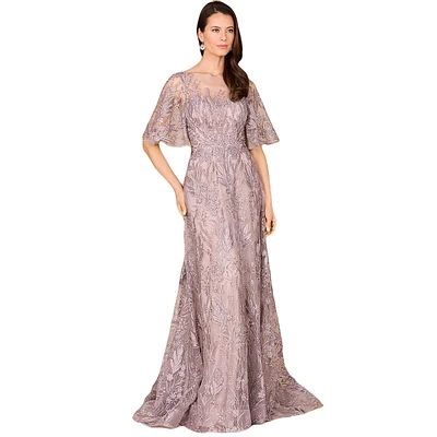 Lara Women's Modest, Cape Sleeve A-line Gown