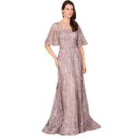 Lara Women's Modest, Cape Sleeve A-line Gown