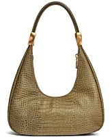 Donna Karan New York Quogue Embossed Croco Leather Small Hobo Shoulder Bag