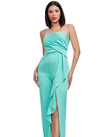 Dress the Population Women's Shawn Ruffled Side-Slit Jumpsuit