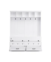 Chic 3-in-1 Entryway Bench with Lift Top Storage, Coat Rack, and 5 Hooks