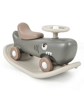 Convertible Rocking Horse and Sliding Car with Detachable Balance Board-Black