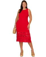 Adrianna Papell Plus Crochet-Hem Midi Dress