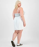Almost Famous Trendy Plus Two-Tone Smocked-Bust Dress