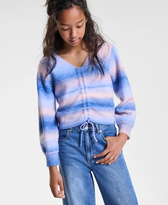With Jules Big Girls Drawstring Rainbow Sweater