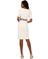Adrianna Papell Women's Crepe Ribbon Boat-Neck Sheath Dress