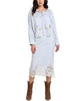 Guess Women's Evie Lace-Trim Chambray Shirt