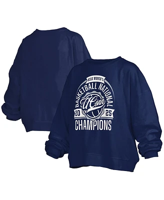 Pressbox Women's Navy UConn Huskies 2025 Ncaa Basketball National Champions Janice Oversized Fleece Pullover Sweatshirt