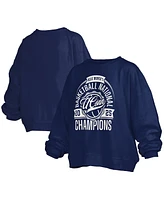 Pressbox Women's Navy UConn Huskies 2025 Ncaa Basketball National Champions Janice Oversized Fleece Pullover Sweatshirt