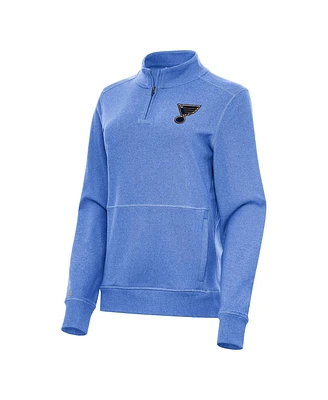 Antigua Women's Heather Royal St. Louis Blues Crush Quarter-Zip Fleece Sweatshirt