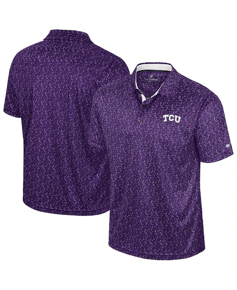 Colosseum Men's Purple Tcu Horned Frogs Sublimated Golf Polo Shirt