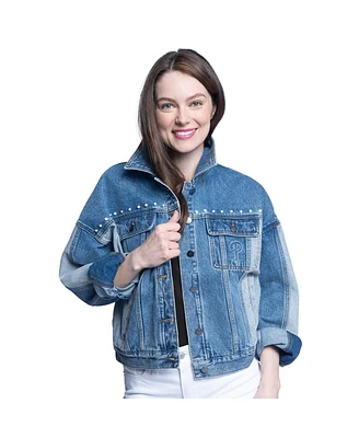 G-iii Sports by Carl Banks Women's Philadelphia Phillies Victory Oversized Button-Up Denim Jacket