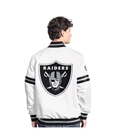 Starter Men's White Las Vegas Raiders Scout Full-Snap Varsity Jacket