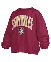 Pressbox Women's Garnet Florida State Seminoles Janise Arch Over Logo Waist Length Oversized Pullover Sweatshirt