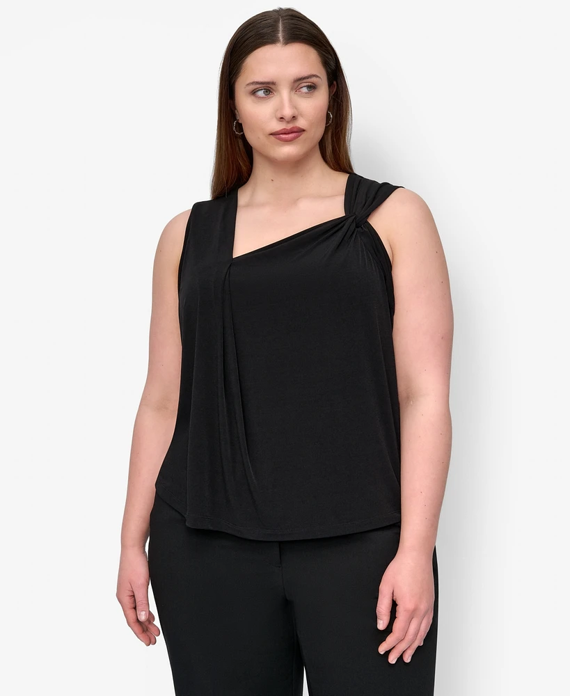 Dkny Plus Asymmetric Sleeveless Knit Top