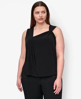 Dkny Plus Asymmetric Sleeveless Knit Top