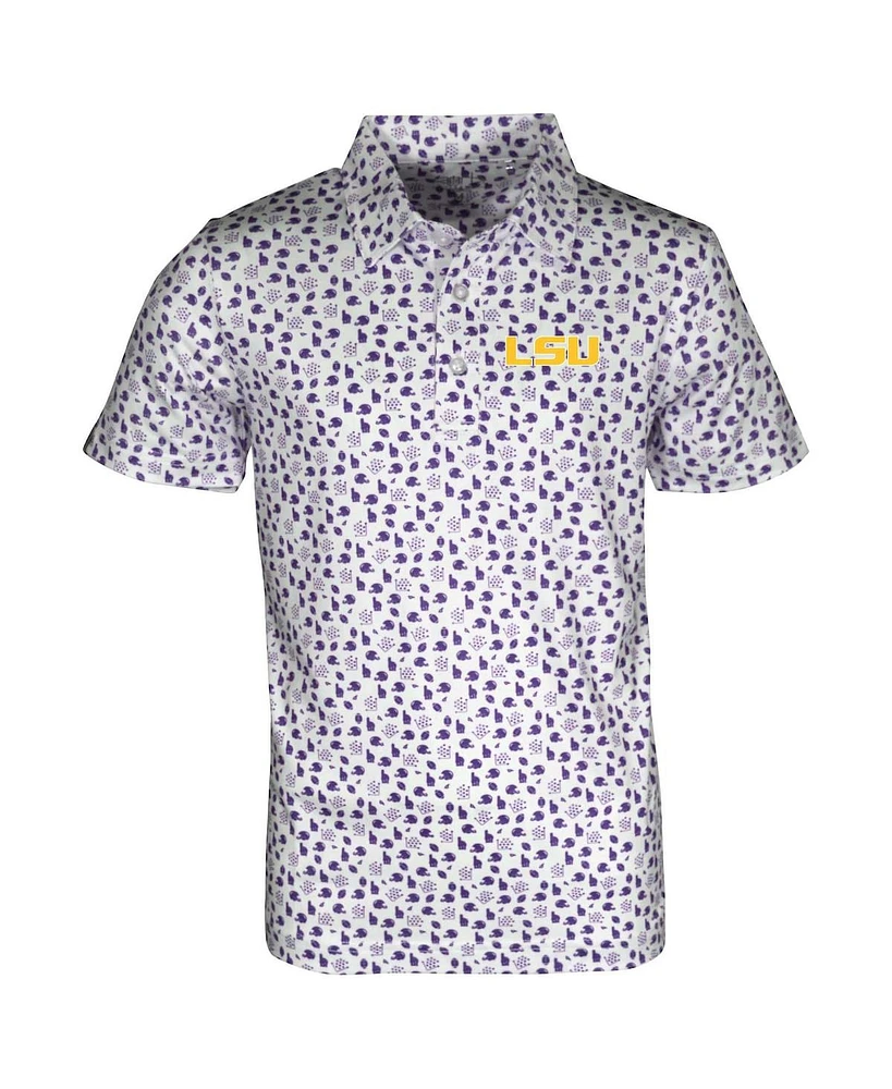 Garb Big Boys and Girls White Lsu Tigers Earnest Allover Print Polo Shirt