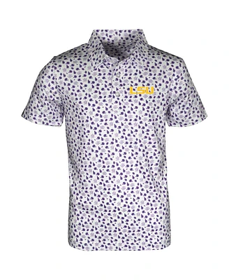 Garb Big Boys and Girls White Lsu Tigers Earnest Allover Print Polo Shirt