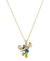 Disney Crystal Minnie Mouse Playing Tennis Pendant Necklace