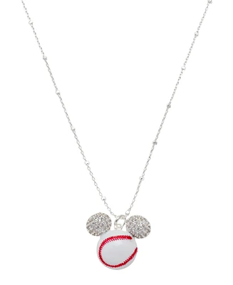 Disney Mickey Mouse Cubic Zirconia Baseball Pendant Necklace
