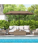 Gymax 13FT Double-sided Patio Umbrella w/ Crank Handle Base Safety Lock