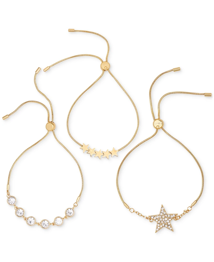 Guess 3-Pc. Set Rhinestone Bezel & Star Slider Bracelets