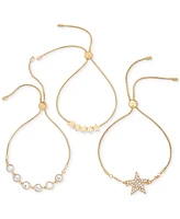 Guess 3-Pc. Set Rhinestone Bezel & Star Slider Bracelets