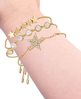 Guess 3-Pc. Set Rhinestone Bezel & Star Slider Bracelets