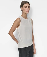 Dkny Women's Mixed-Media Crewneck Sleeveless Sweater