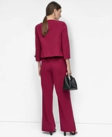 Dkny Womens Zip Front Cropped Jacket High Rise Flared Leg Pants