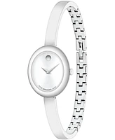Movado Women's Museum Oval Bangle Swiss Quartz Stainless-Steel Watch, 22 x 26mm