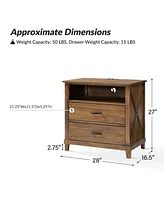 Miguel 2-Drawer Solid Wood End Table with Built-in Power Outlet and Usb Ports