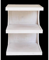 24-Inch Solid Wood Accent Table – Natural Finish with Open Shelf Storage
