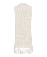 Olsen Women's Longline Fringe Trim Vest