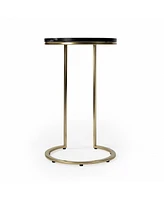 Contemporary Round Marble End Table with Sleek Design