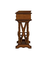 Solid & Manufactured Wood Side Table with Storage Drawer and Magazine Holder