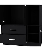 Sebree Armoire Wardrove 71", 4 Doors, Hanging Rod, 3 Cabinets, 6 Shelves, White