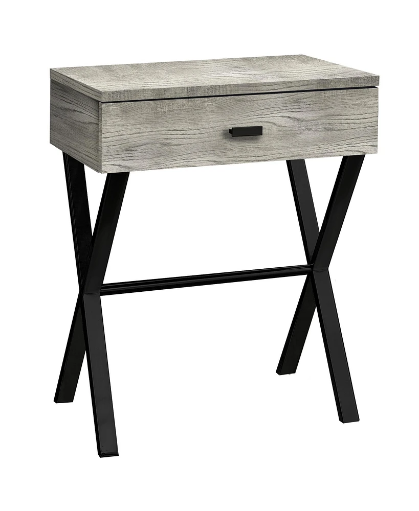 Mixed Material End Table with Drawer – Wood Top & Metal Base